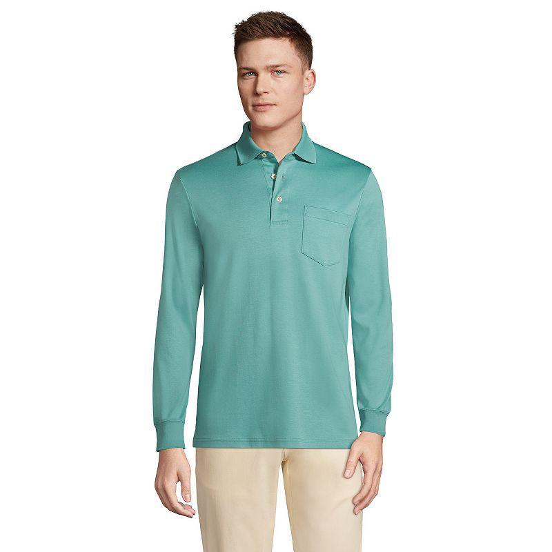 Men's Lands' End Classic-Fit Super Soft Supima Pocket Polo, Size: XL, White Product Image