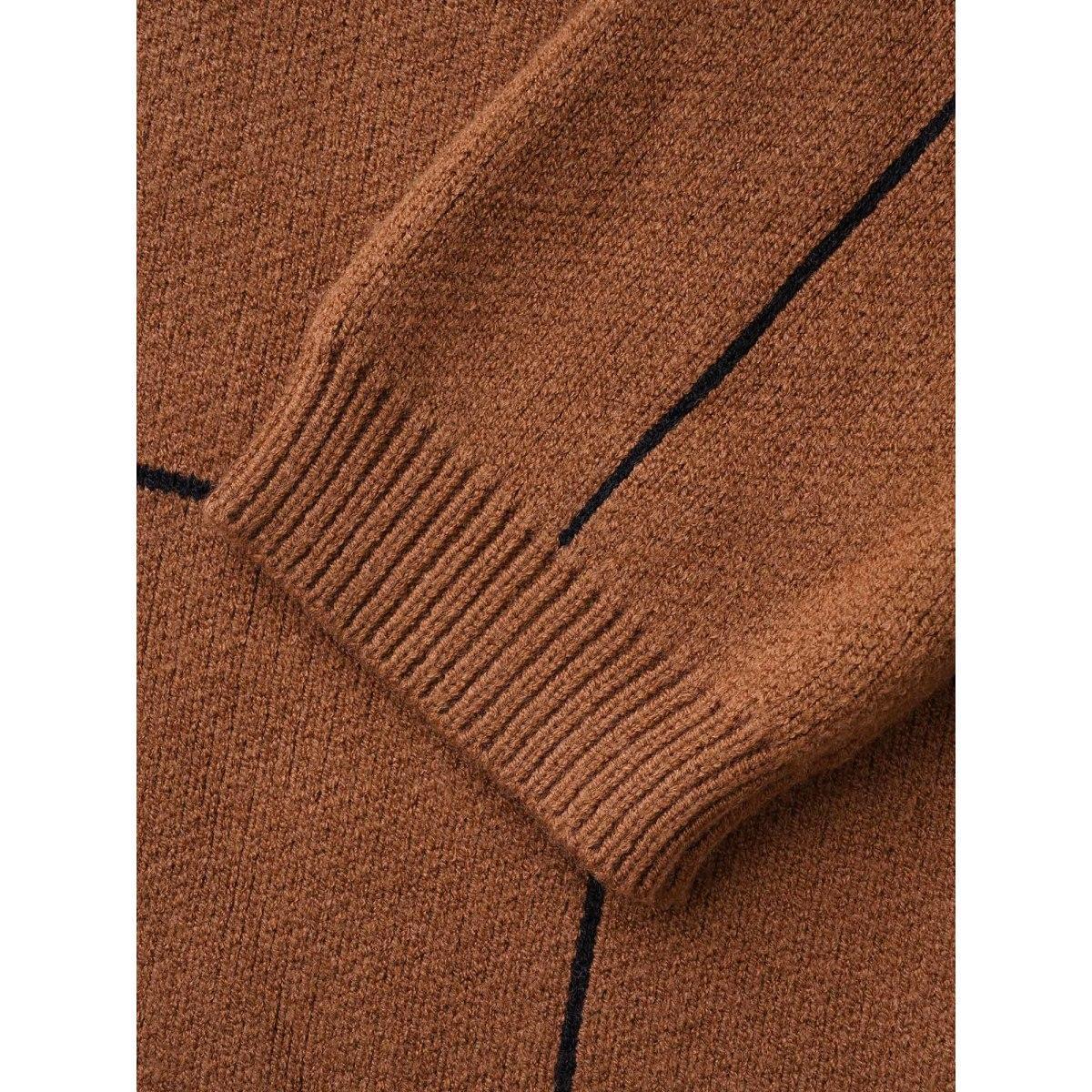 Plus Size Supersoft Essentials Turtleneck Plaid Drop Shoulder Pullover Browncoffeecolor Women Casual Loose Long Sleeve Turtleneck Everyday Pullovers BloomChic 22-24/3X Product Image
