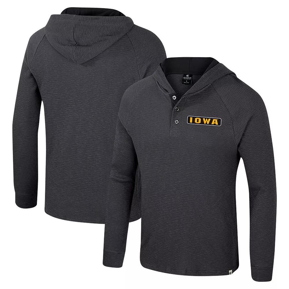 Men's Colosseum  Charcoal Appalachian State Mountaineers Dujour Ralgan Long Sleeve Henley Hoodie T-Shirt, Size: XL, App Charco Product Image