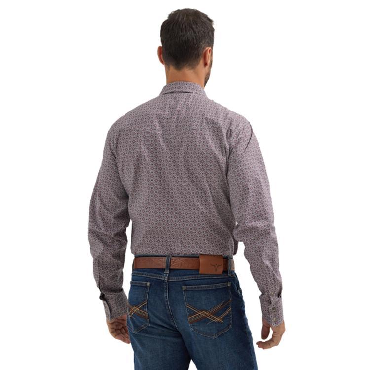 Wrangler 20X® Men's L/S Grey/Wine Print Advanced Comfort Snap Shirt Product Image