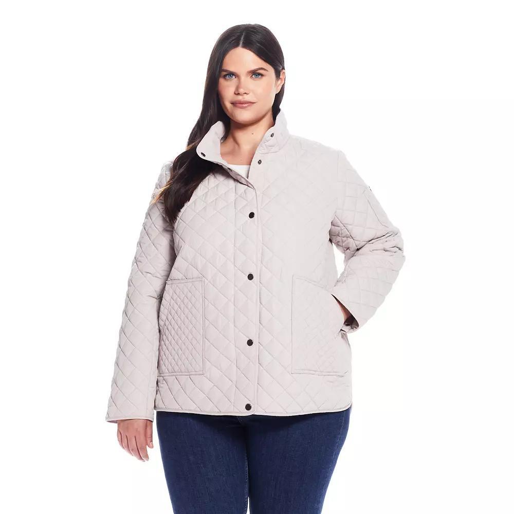 Women's Weathercast Mixed Diamond Quilted Modern Barn Jacket, Size: Small, Oatmeal Product Image