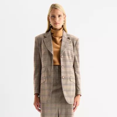 Worthington Womens Plaid Regular Fit Blazer Product Image