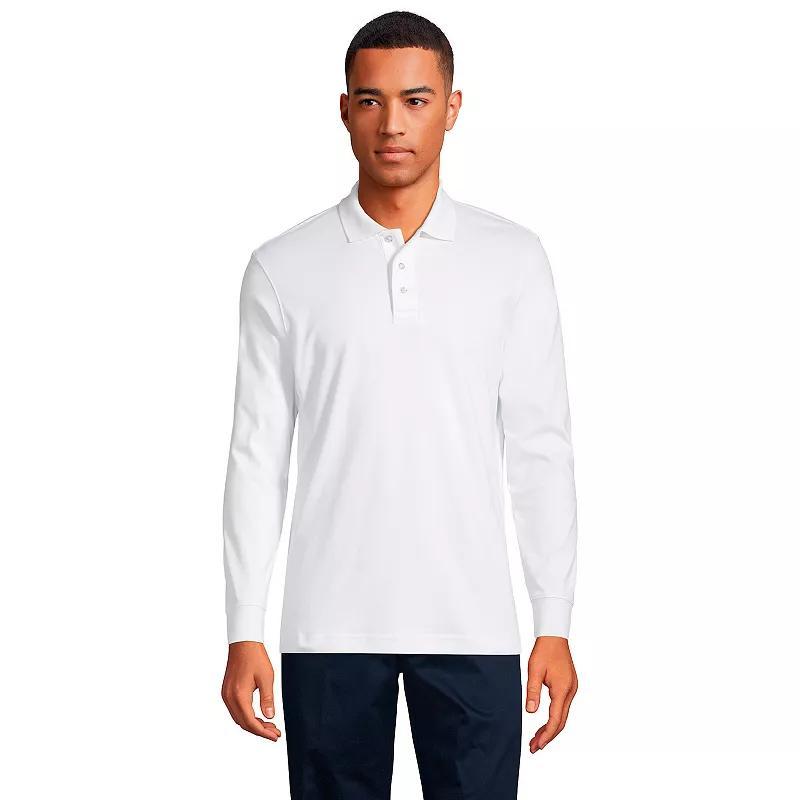 Big & Tall Lands End Long Sleeve Interlock Polo, Mens Product Image