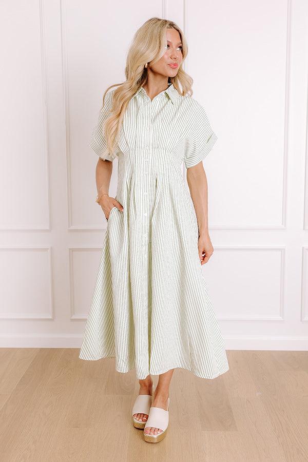 Sunlit Stroll Stripe Maxi Dress in Sage Product Image