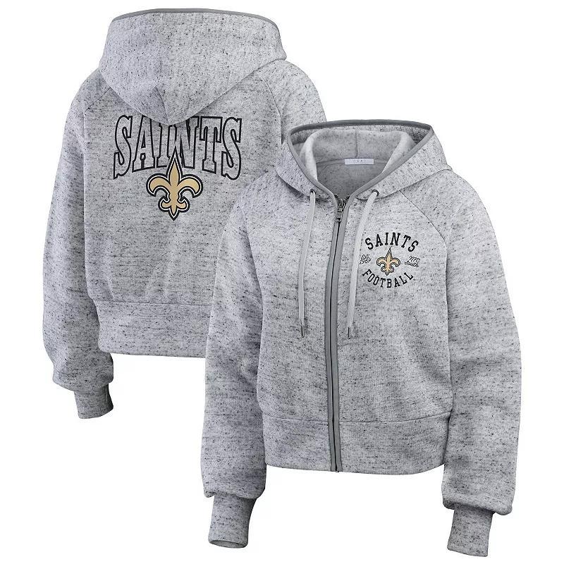 Women's WEAR by Erin Andrews Heather Gray Penn State Nittany Lions Wear Speckle Double-Hit Raglan Full-Zip Hoodie, Size: Medium, Grey Product Image