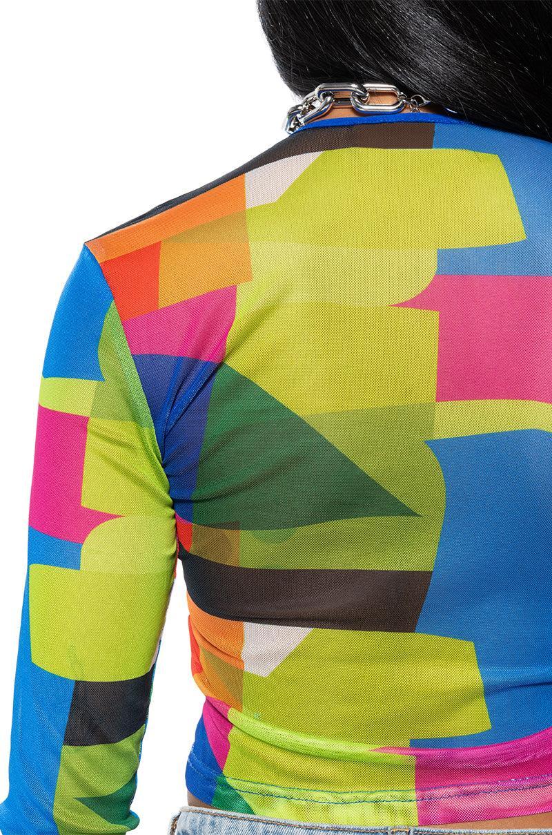 CAUGHT IN MY WAY LONG SLEEVE MOCK NECK MESH TEE Product Image