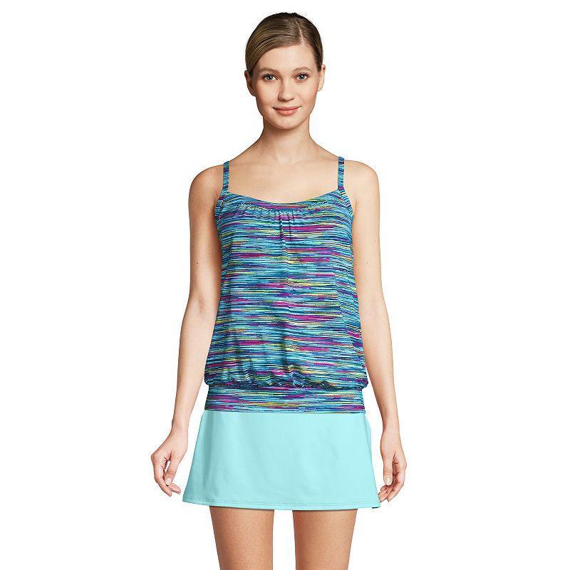 Women's Lands' End DDD-Cup Bust-Minimizer Blouson Chlorine-Resistant Tankini Swim Top, Size: 8 Ddd, Deep  Blue Product Image