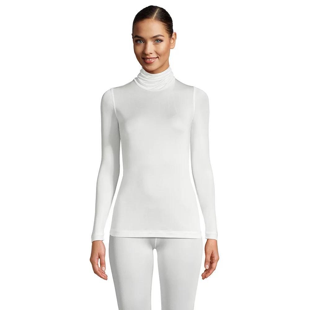 Petite Lands' End Silk Interlock Turtleneck Undershirt, Women's, Size: Small Petite, Ivory Product Image