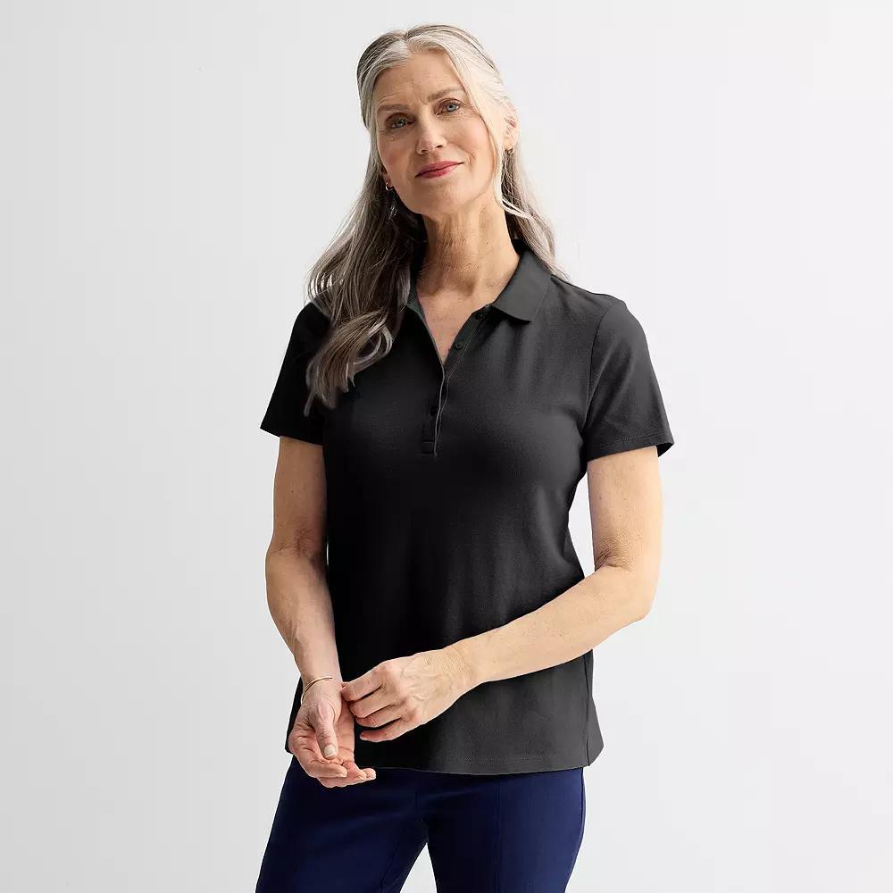 Women's Croft & Barrow® Essential Polo, Size: XXL, Black Product Image