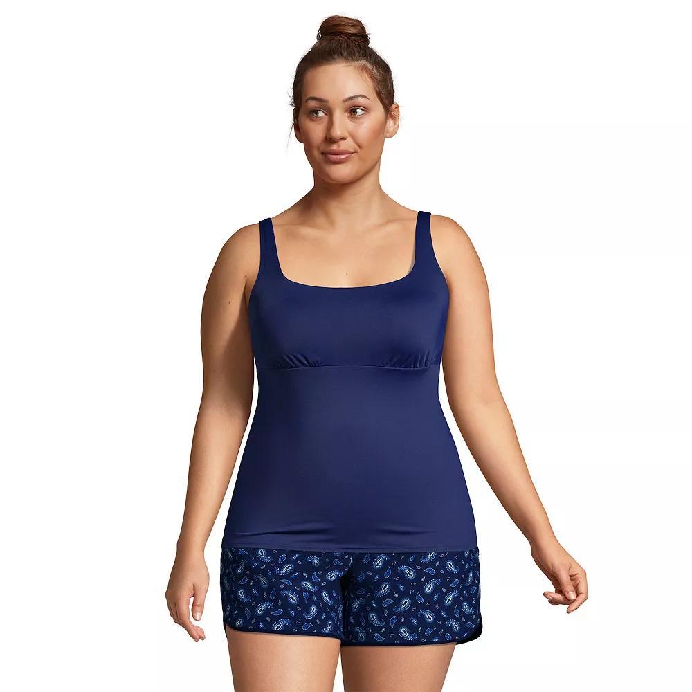 Petite Lands End UPF 50 Underwire Squareneck Tankini Top, Womens Product Image