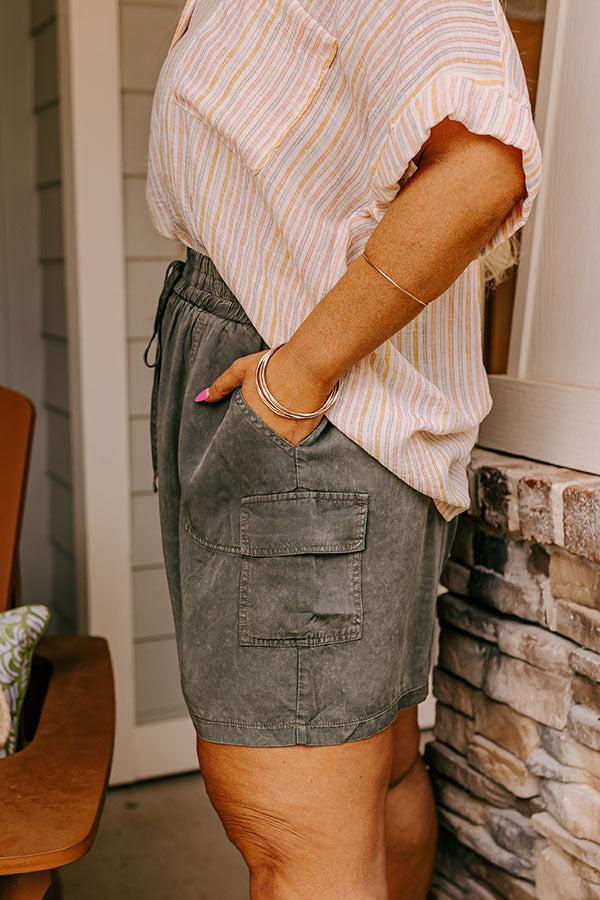 The Aleena High Waist Shorts In Olive Curves Product Image