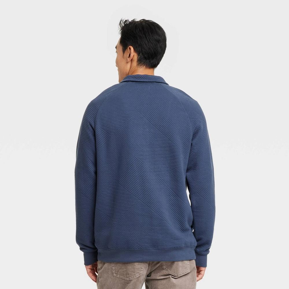 Mens Quilted Snap Pullover Sweatshirt - Goodfellow & Co Blue Product Image