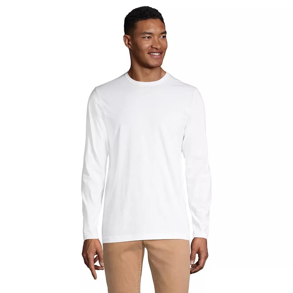 Big & Tall Lands' End Long Sleeve Classic-Fit Supima Tee, Men's, Size: 3XB, White Product Image