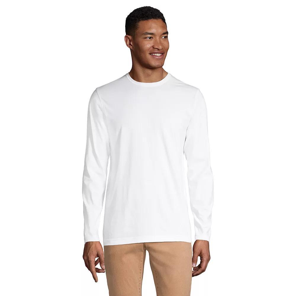 Big & Tall Lands' End Long Sleeve Classic-Fit Supima Tee, Men's, Size: 3XB, White Product Image
