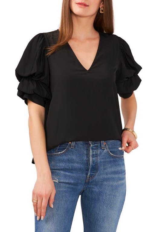 1.state Womens V-neck Tiered Bubble Short-Sleeve Top Product Image