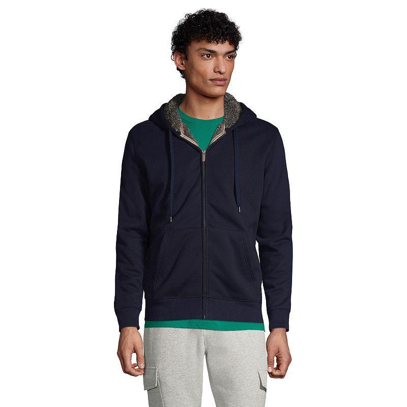 Big & Tall Lands' End Serious Sweats Full-Zip Sherpa Hoodie, Men's, Size: XL Tall, Pewter Grey Product Image