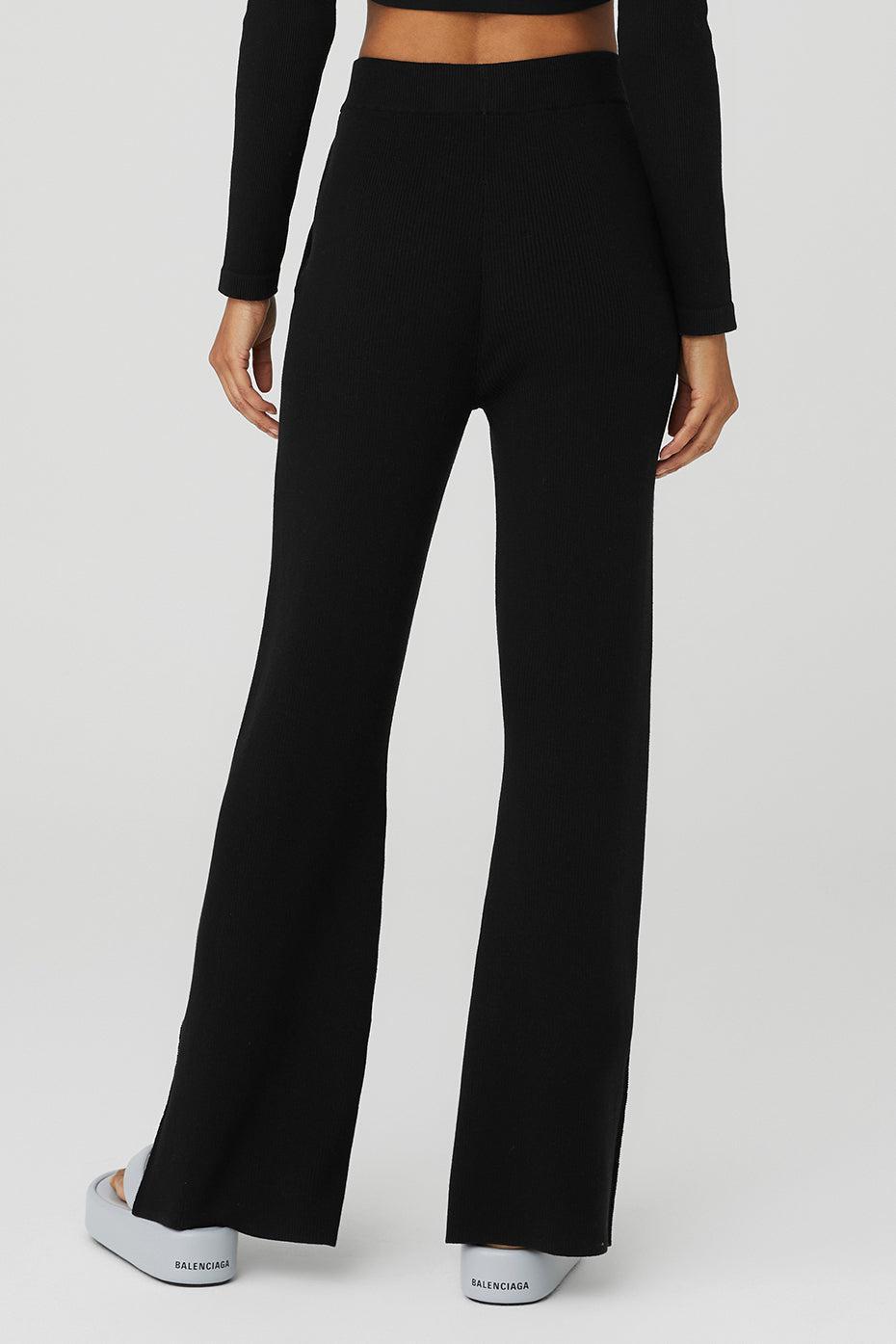 Knit High-Waist Salana Wide Leg Pant - Black Female Product Image