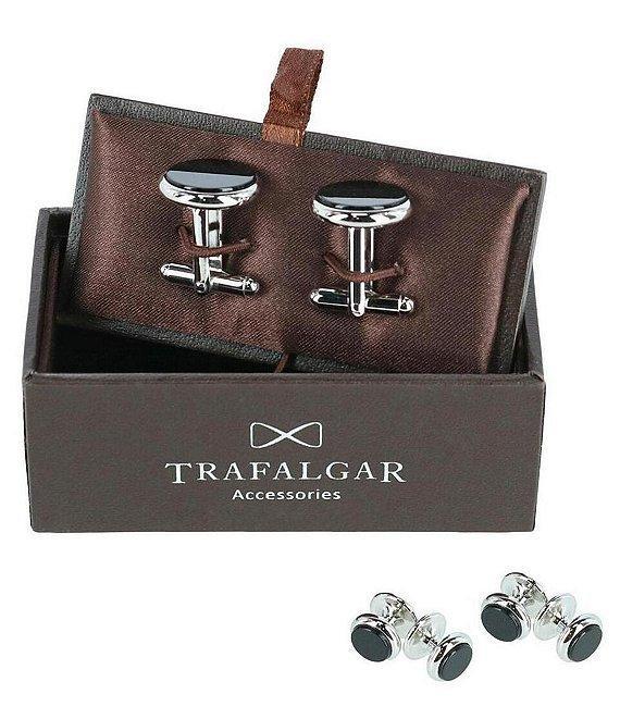 Trafalgar Sutton Round Genuine Onyx Formal Cuffs & Links 6-Piece Set Product Image