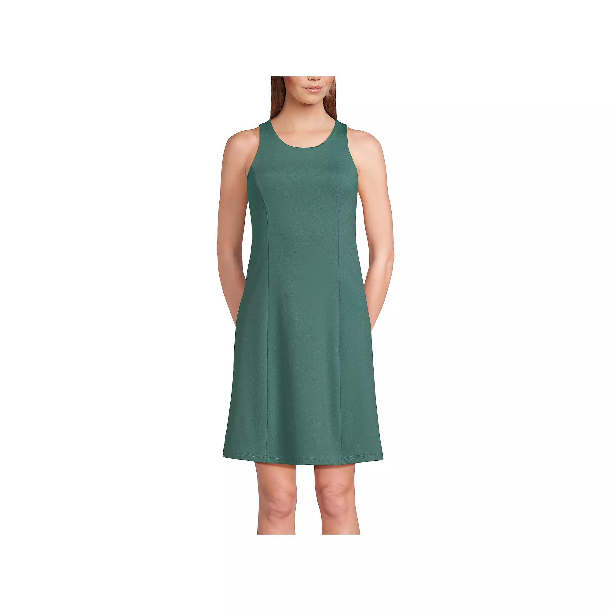 Women's Lands' End Social Active Mini Dress w/Undershorts, Size: Medium, Washed Green Product Image