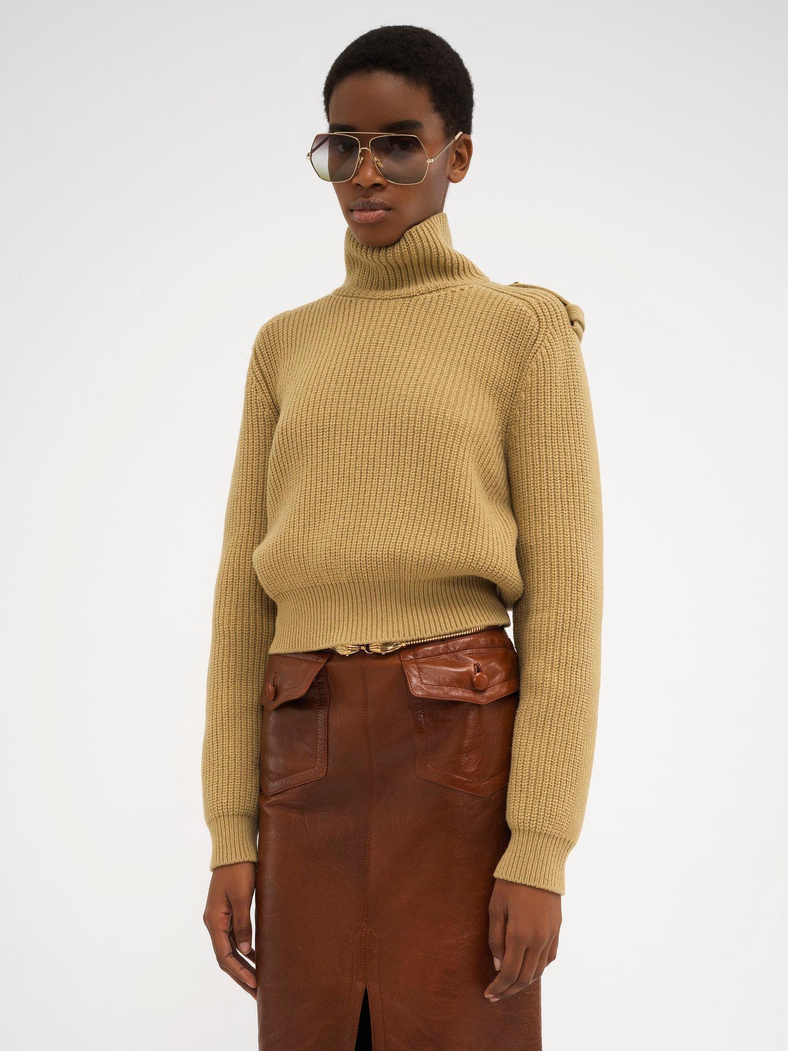 Mock-neck sweater in wool & cashmere Product Image