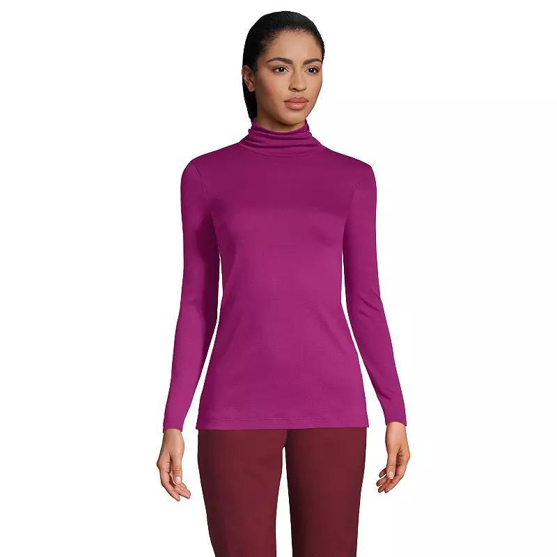 Womens Lands End Supima Cotton Long Sleeve Turtleneck Radiant Blue Product Image