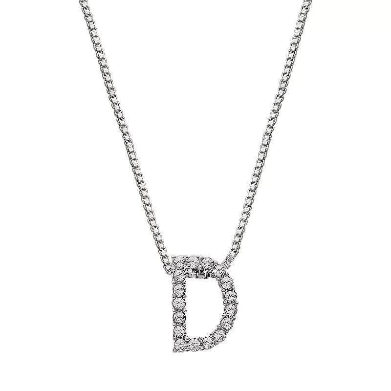 Brilliance Silver Plated Crystal Initial Pendant, Women's, Size: 18", Silver Tone G Product Image