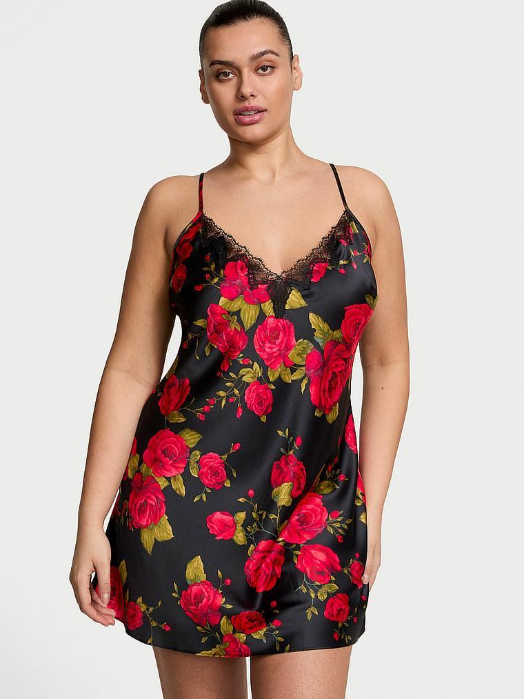 Satin & Rose Lace Mini Slip Product Image