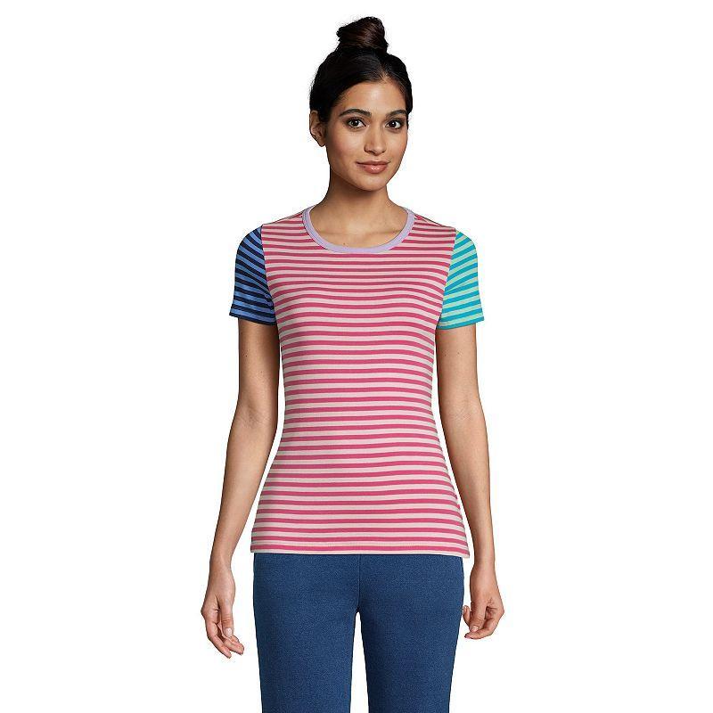 Women's Lands' End All-Cotton Crewneck Tee, Size: XS, Rouge Pink Product Image