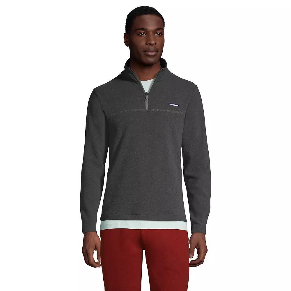 Big & Tall Lands' End Logo Fleece Quarter-Zip Pullover, Men's, Size: XXL Tall, Dark Grey Heather Product Image