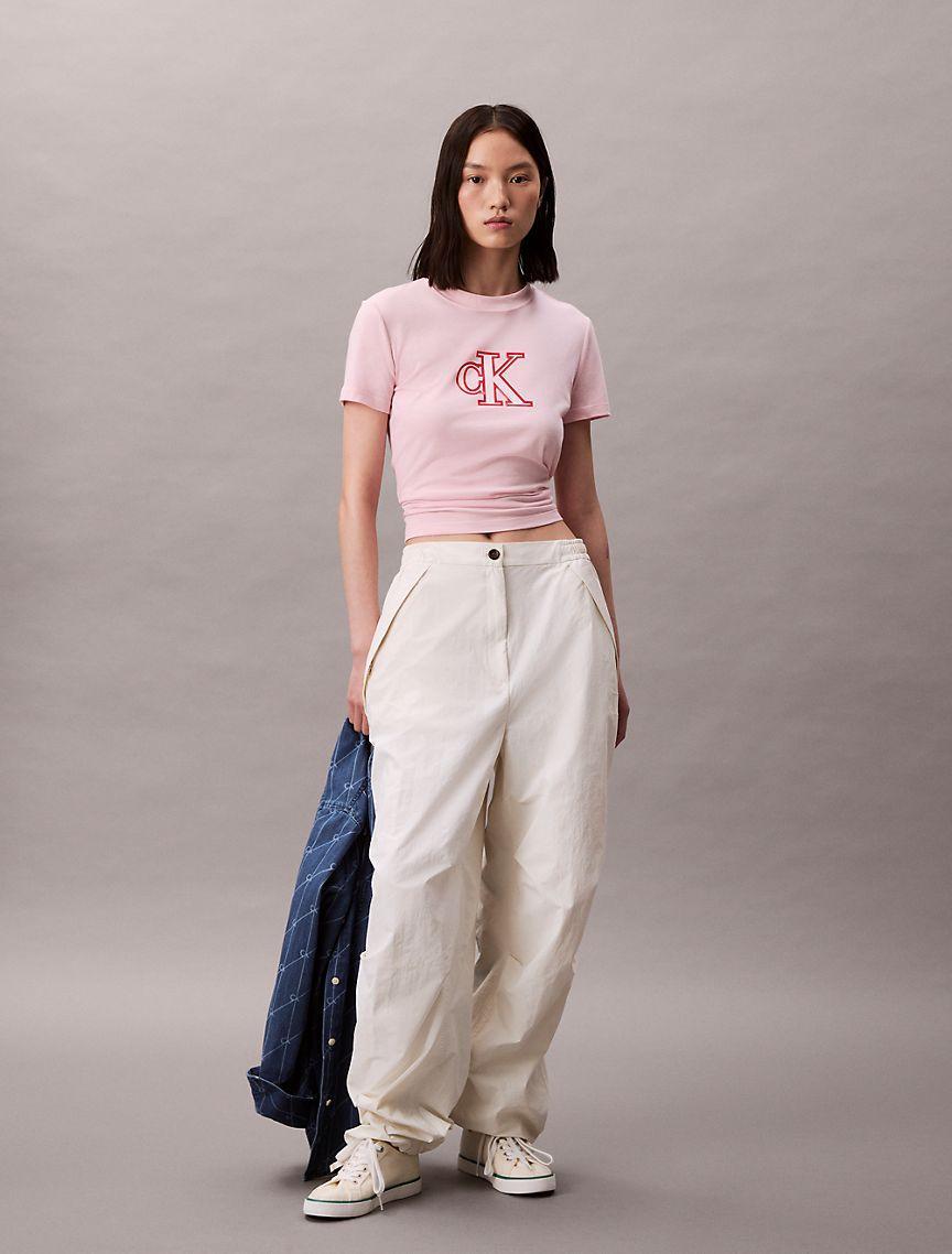 Slim Cotton Modal Monogram Logo Tee Product Image