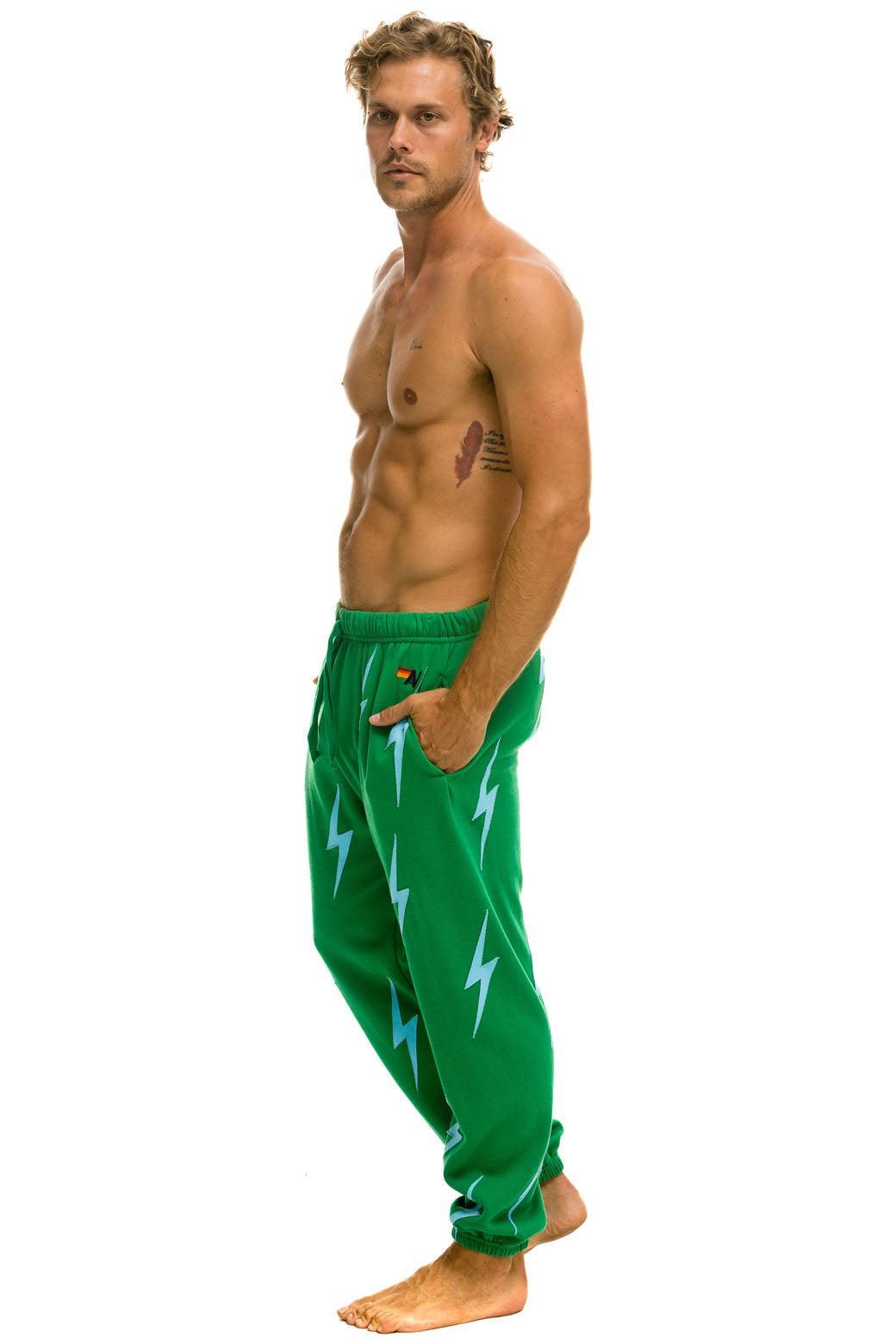BOLT STITCH REPEAT SWEATPANTS - KELLY GREEN // BLUE Male Product Image