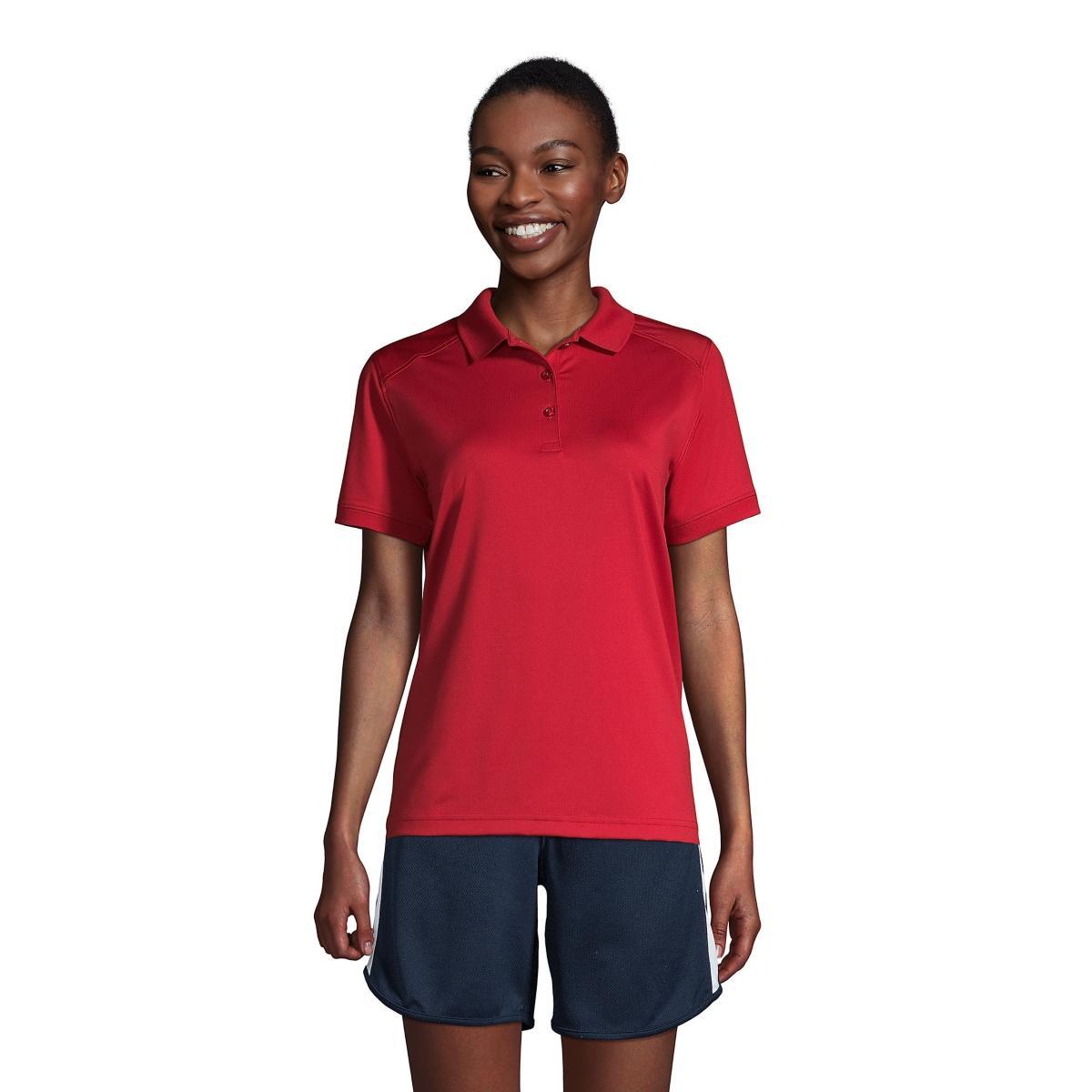 Women's Lands' End Short Sleeve Rapid Dry Polo Shirt, Size: Large, Blue Product Image