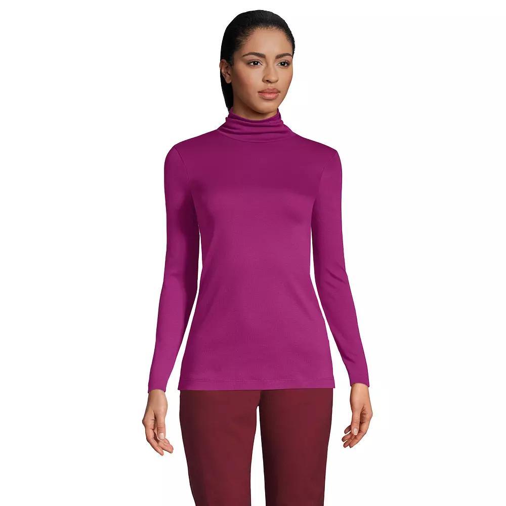 Womens Lands End Supima Cotton Long Sleeve Turtleneck Radiant Blue Product Image
