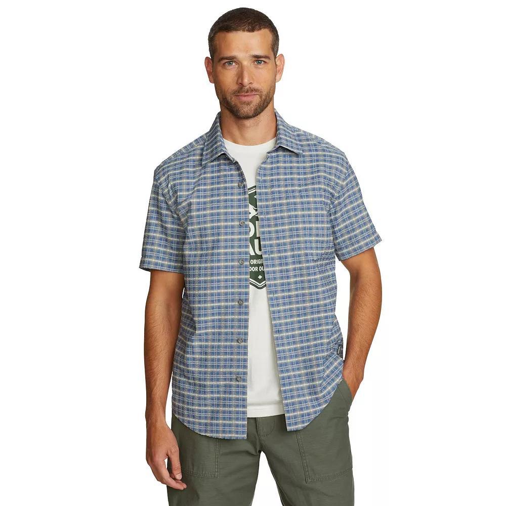 Men's Eddie Bauer Short Sleeve Pack It Seersucker 2.0 Shirt, Size: Large, Blue Product Image