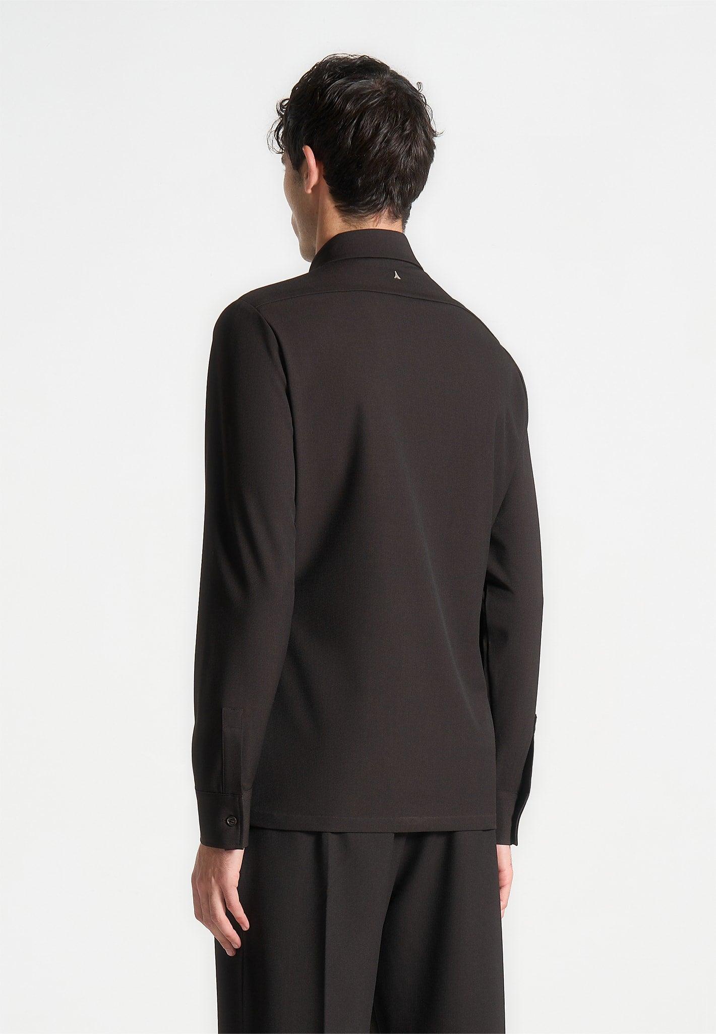 Slim Fit Tailored Stretch Shirt - Brown Male Product Image