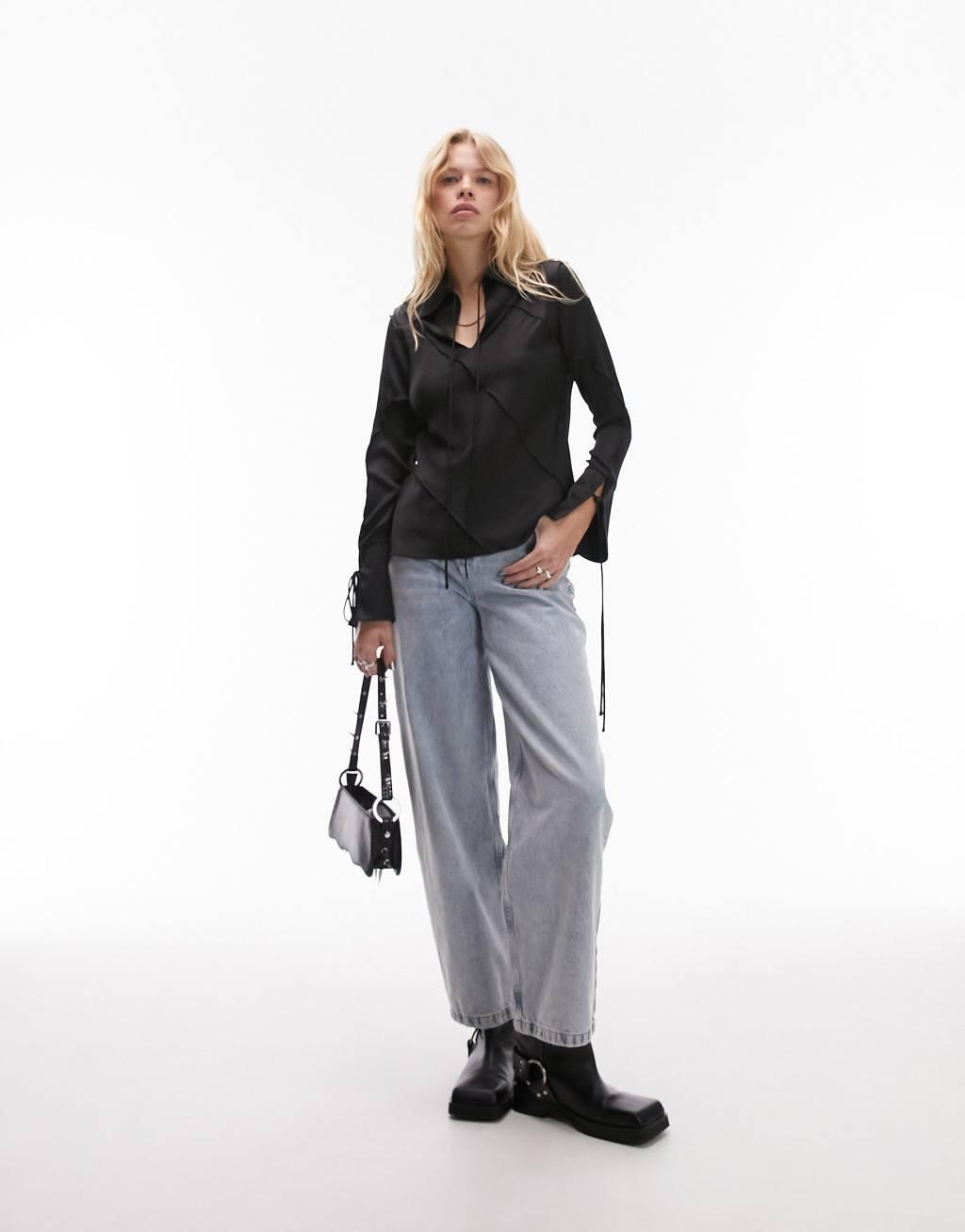 Topshop satin raw edge top Product Image