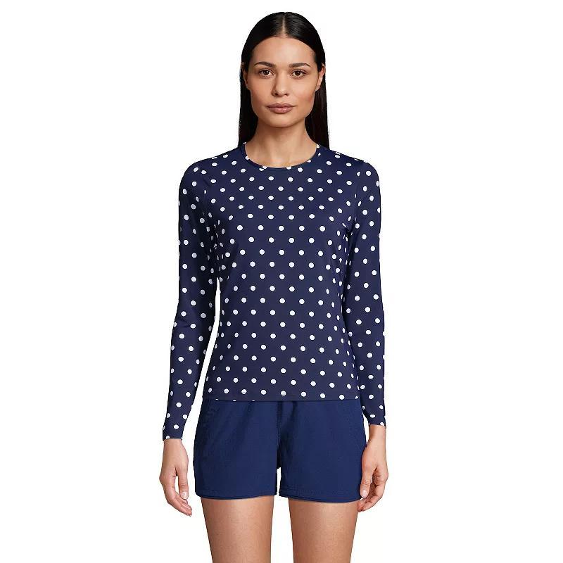 Petite Lands' End UPF 50 Long Sleeve Rash Guard, Women's, Size: XXS Petite, White Paisley Floral Product Image