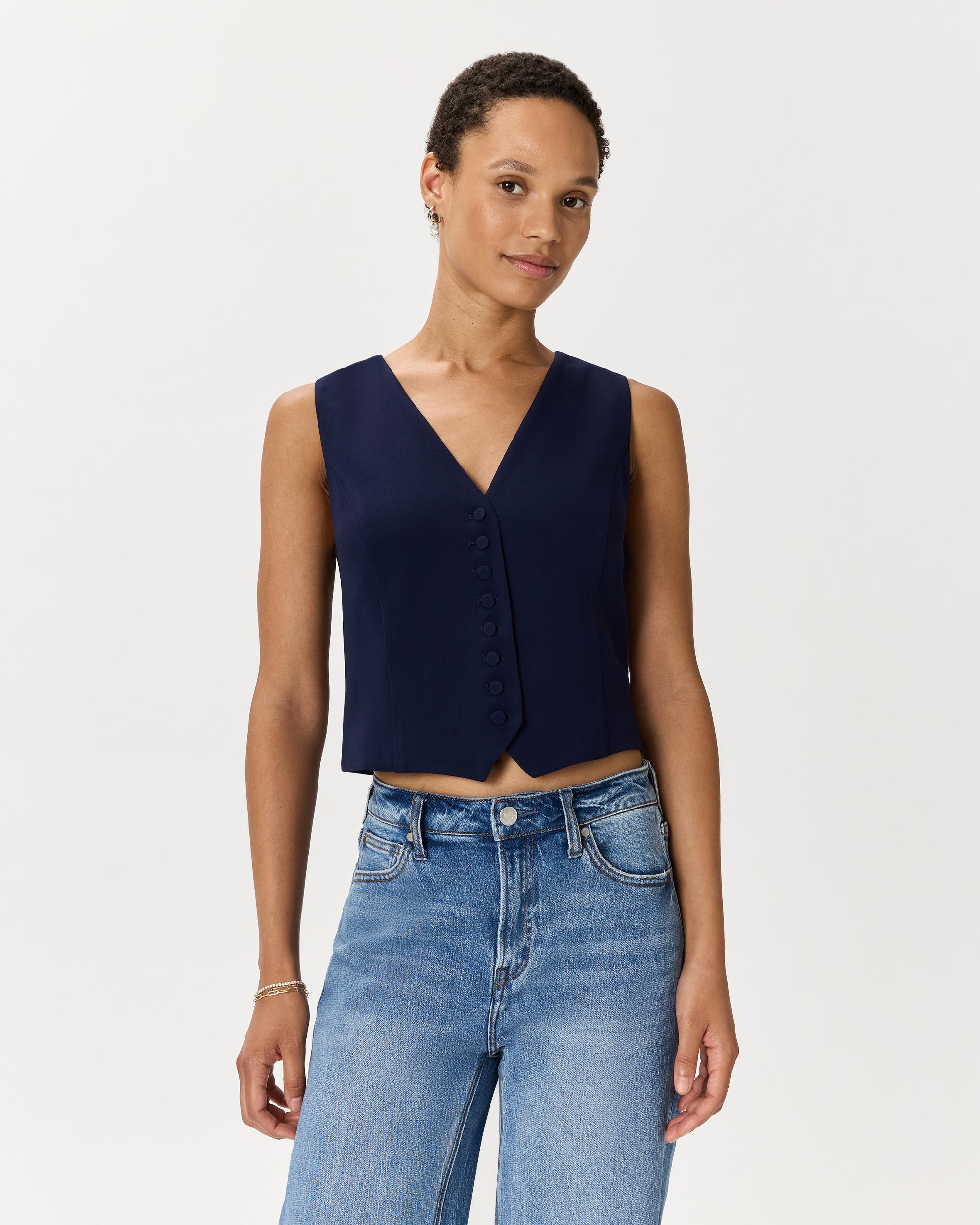 Quince | Women's Fluid Crepe Vest Recycled Polyester Product Image