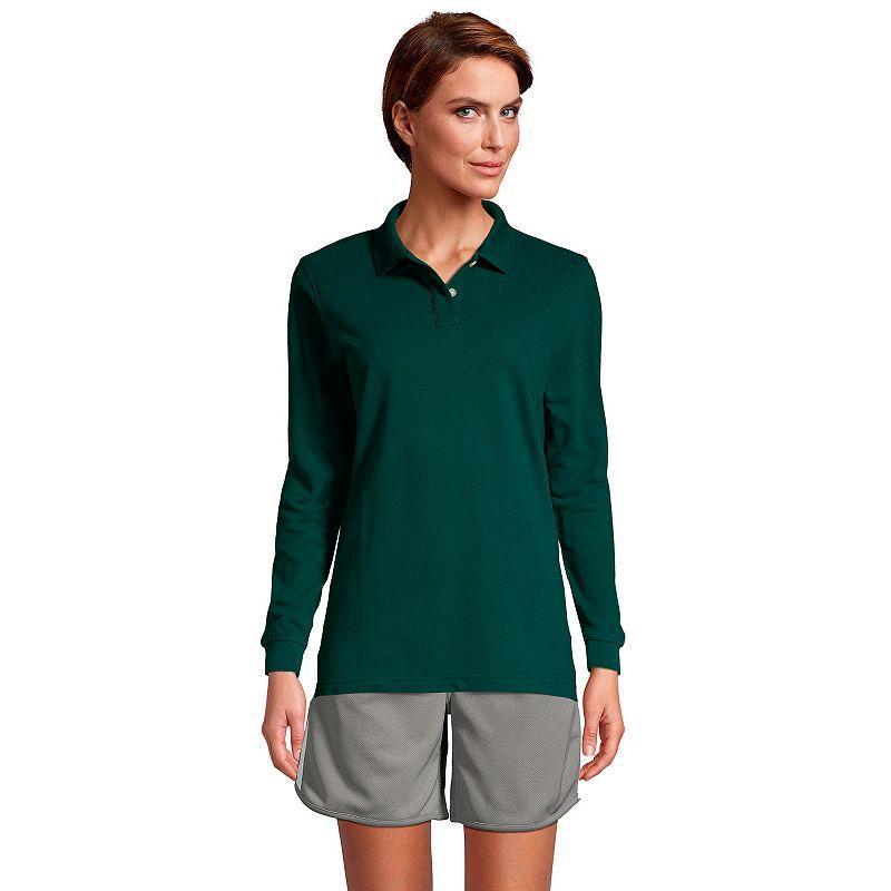Womens Tall Lands End School Uniform Long Sleeve Mesh Polo Shirt Product Image