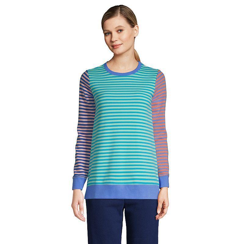 Petite Lands End Serious Sweats Crewneck Sweatshirt Tunic, Womens Gray Flecked Grey Product Image