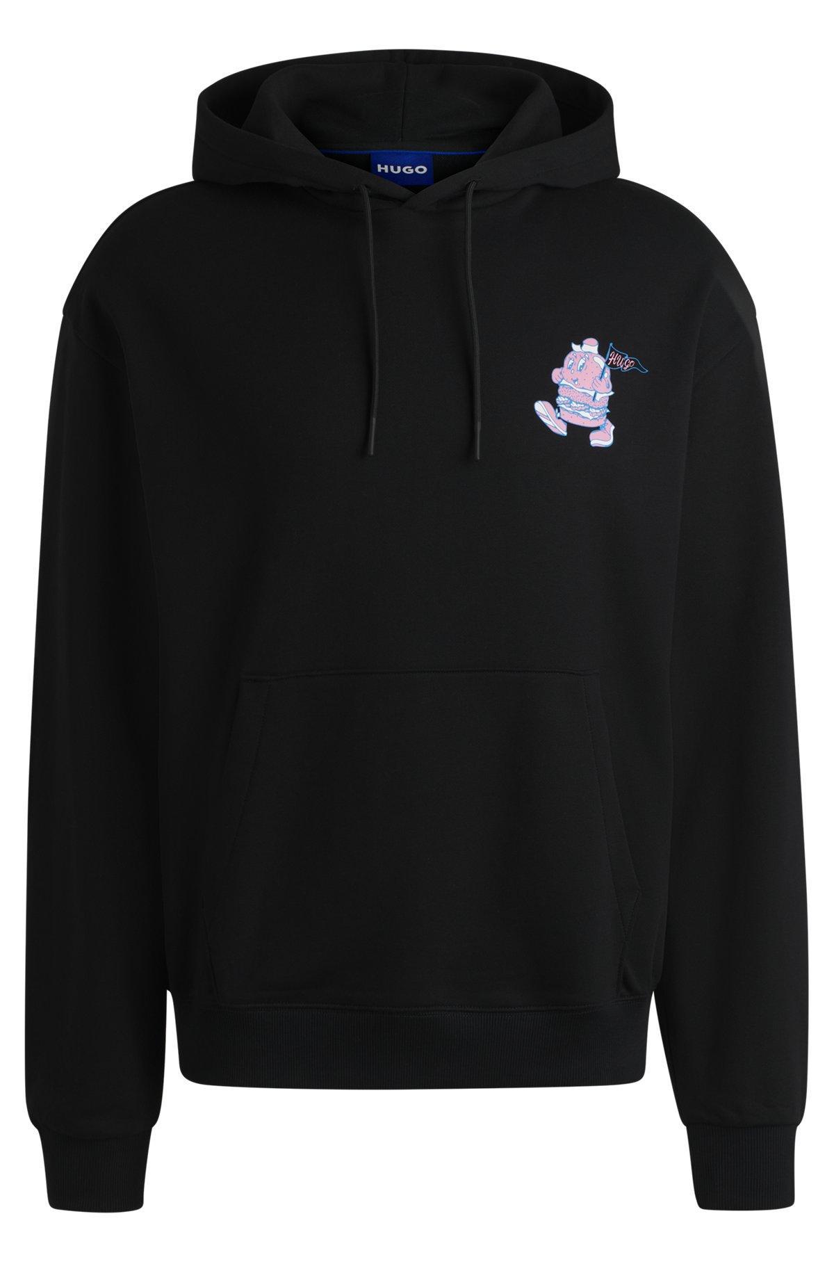 Cotton-terry hoodie with street-food graphics Product Image