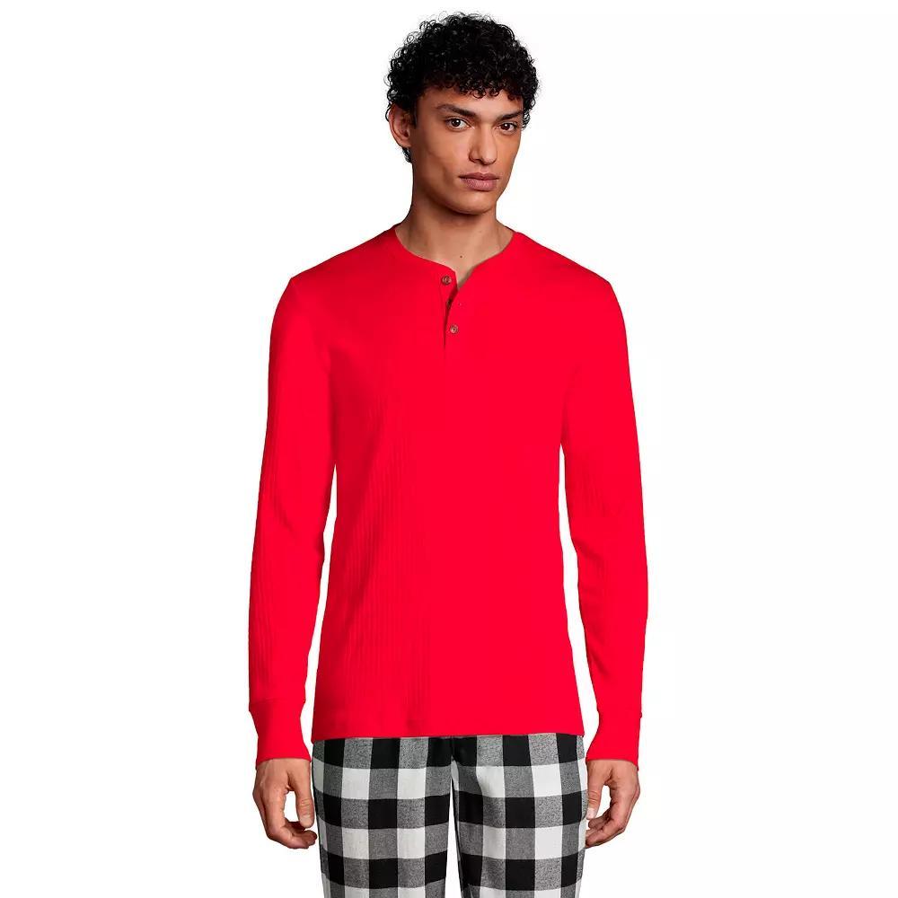 Men's Lands' End Ribbed Pajama Sleep Henley, Size: XXL, Grey Heather Product Image