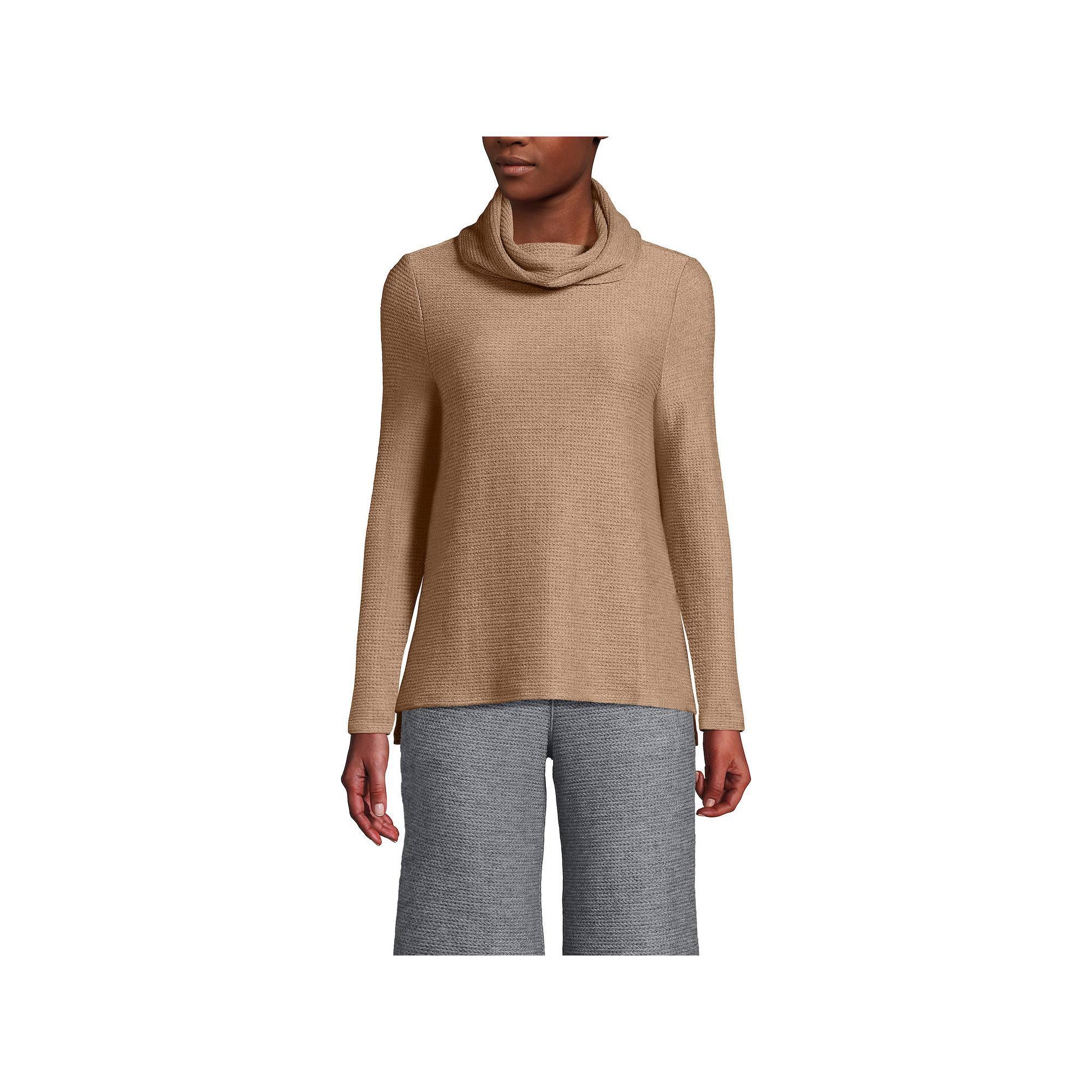 Women's Lands' End Relaxed Long Sleeve Cowl Neck Top, Size: XL, Coriander Grey Product Image