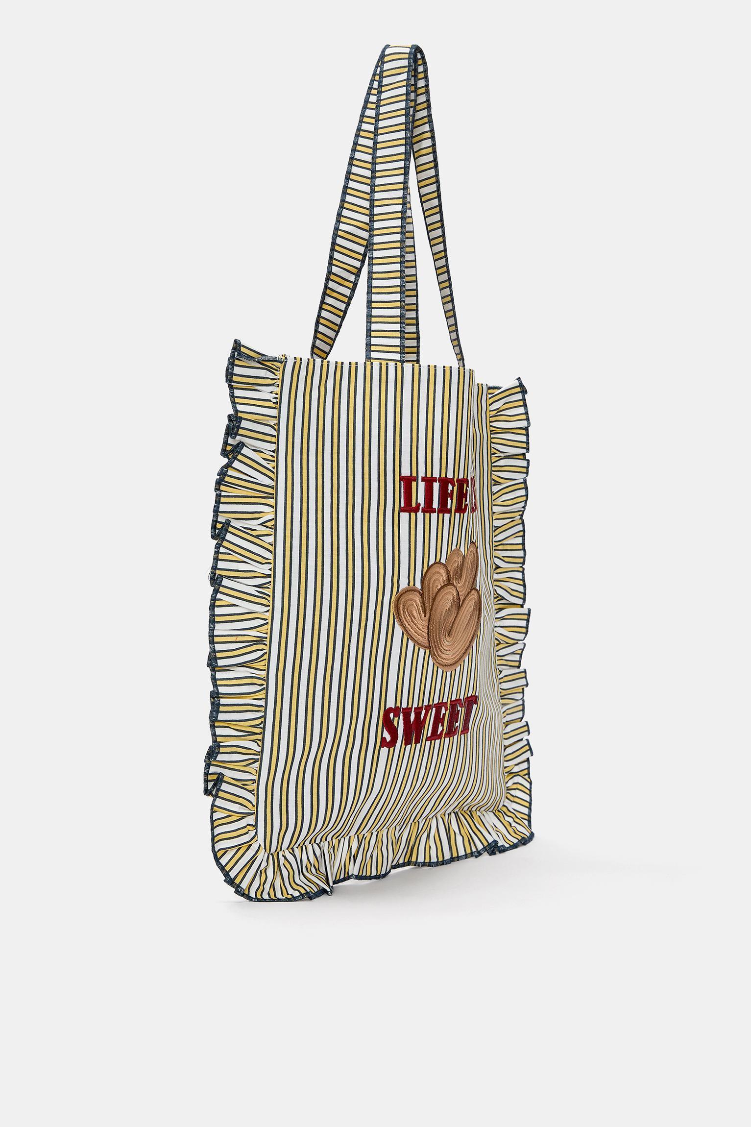 Striped shopper bag with hearts Product Image