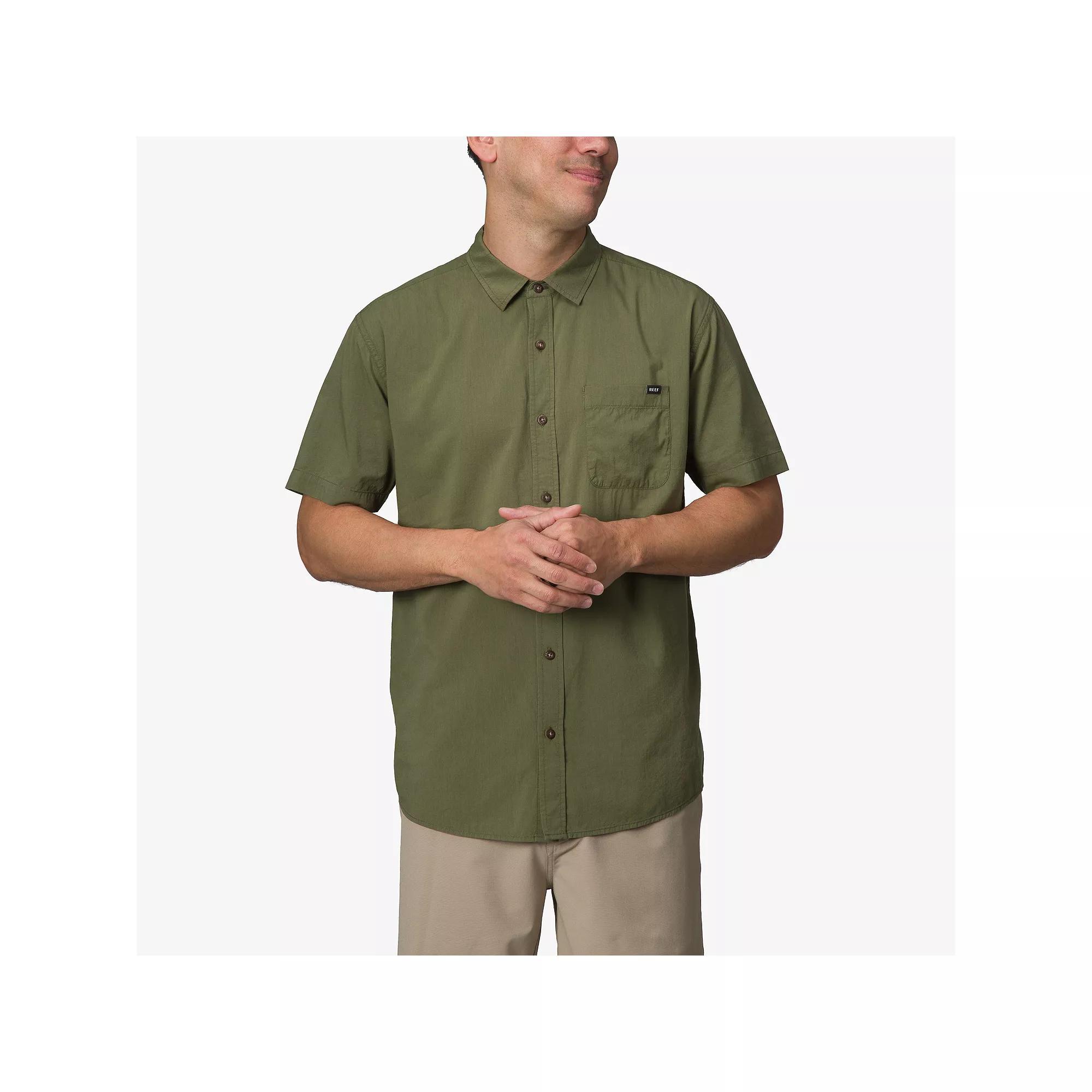 Men's REEF Collins Woven Shirt, Size: XXL, Brown Product Image