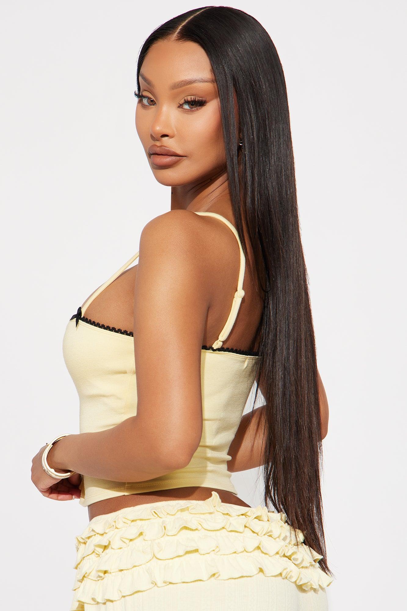 Brielle Lace Trim Cami - Yellow/combo Product Image