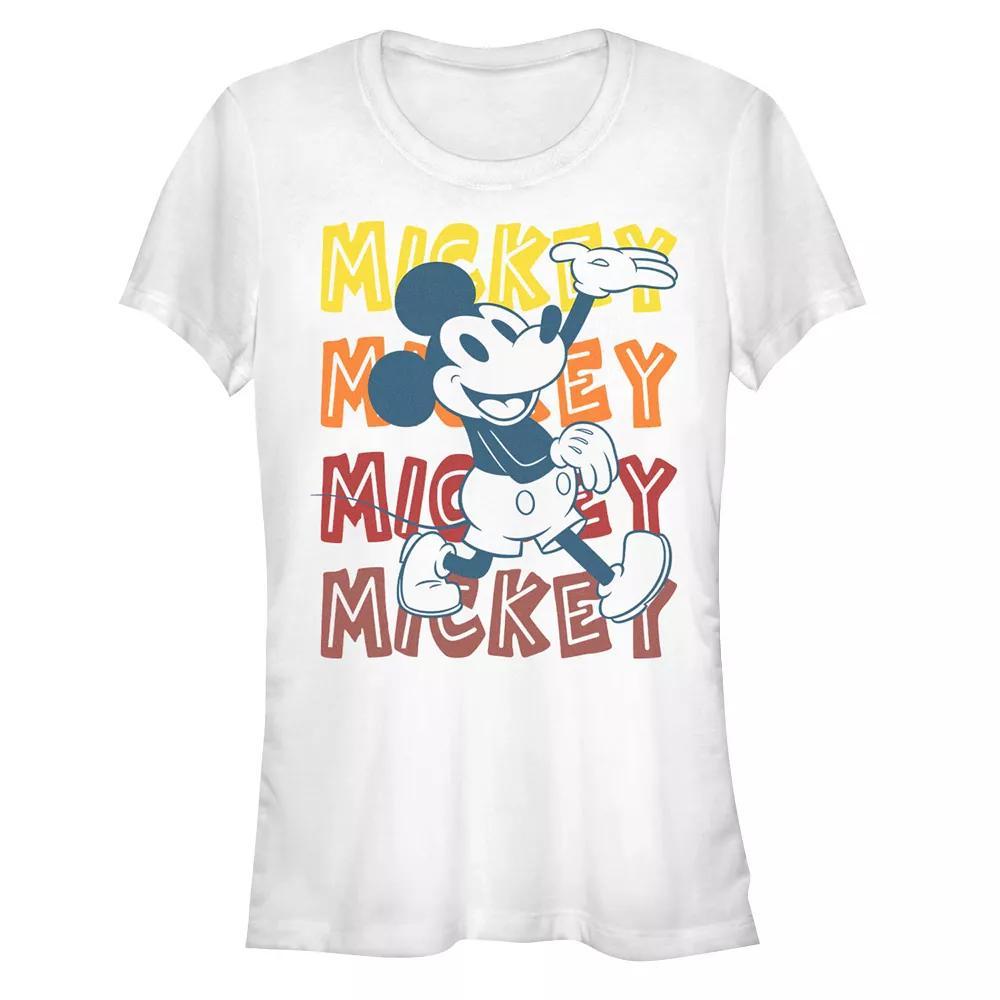 Disney Women's Mickey Gradient Name Stack Portrait Tee, Girl's, Size: Small, White Product Image