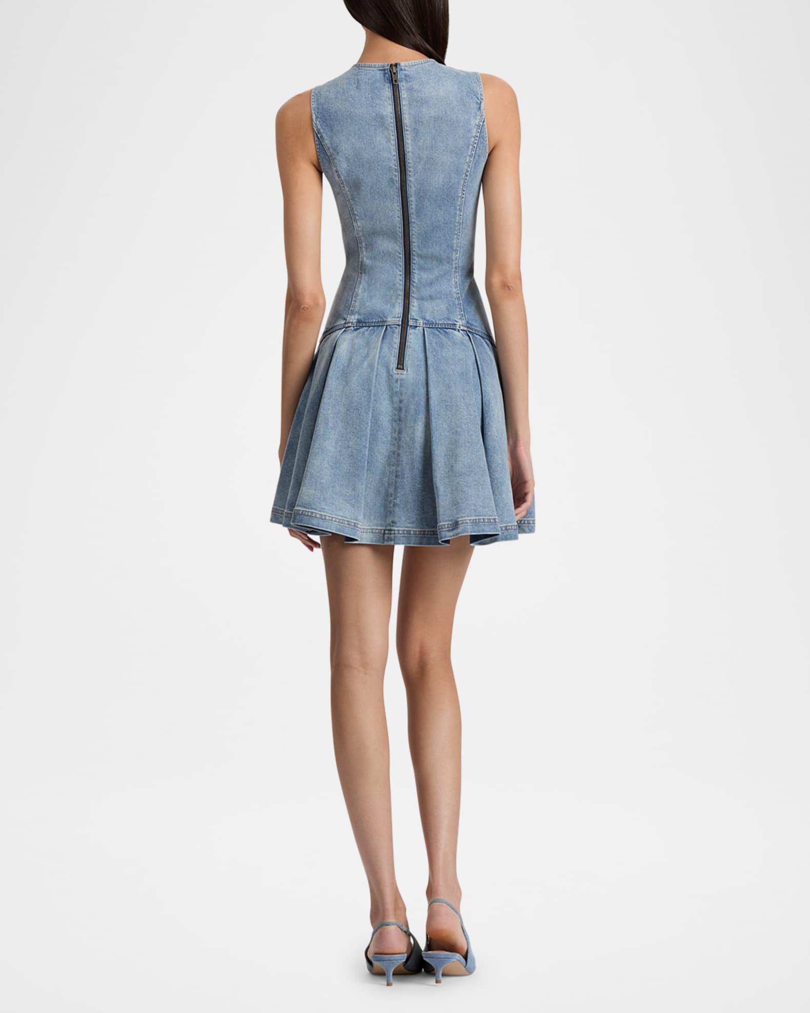 Adley Sleeveless Drop-Waist Denim Mini Dress Product Image