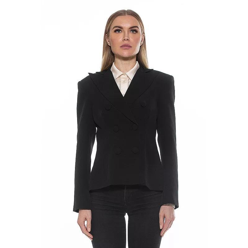 Women's ALEXIA ADMOR Lianne Classic Structured Blazer with Shoulder Pads, Size: 6, Black Product Image