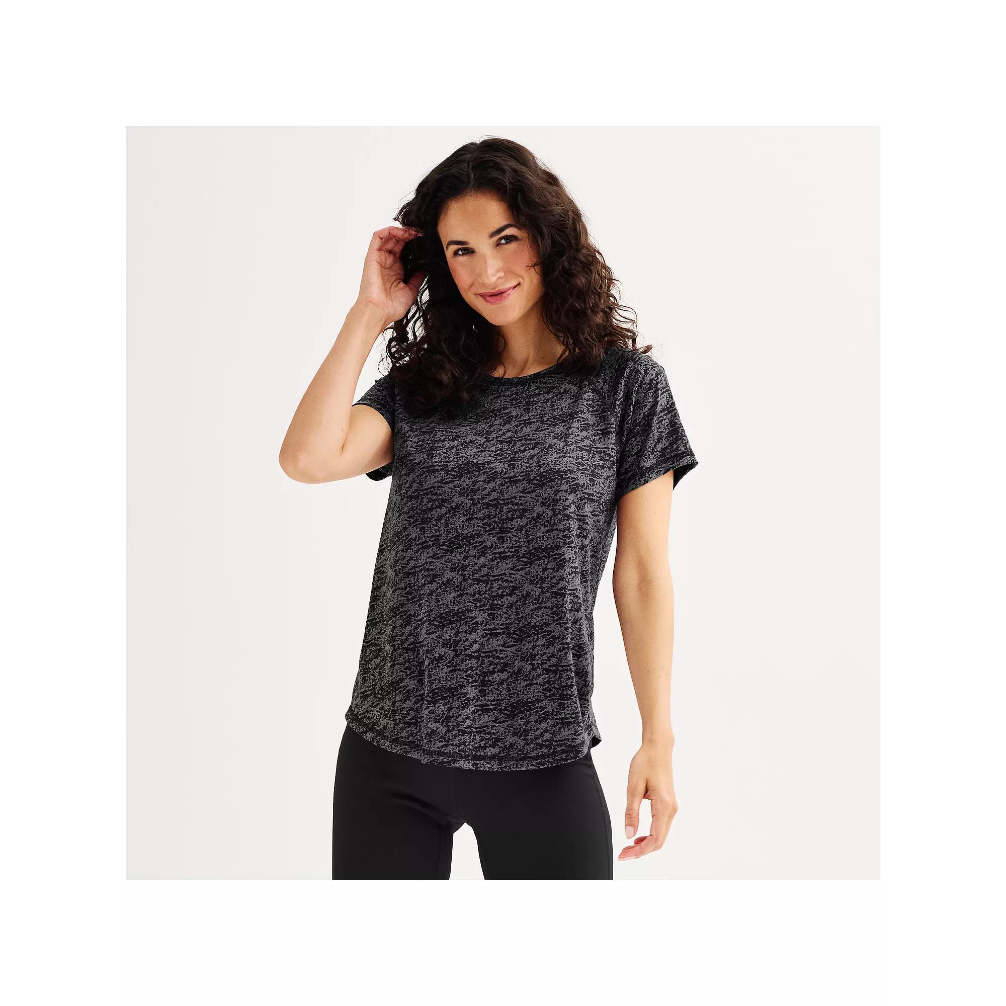 Women's Tek Gear® Core Raglan Tee, Size: Large, Black Burnout Product Image
